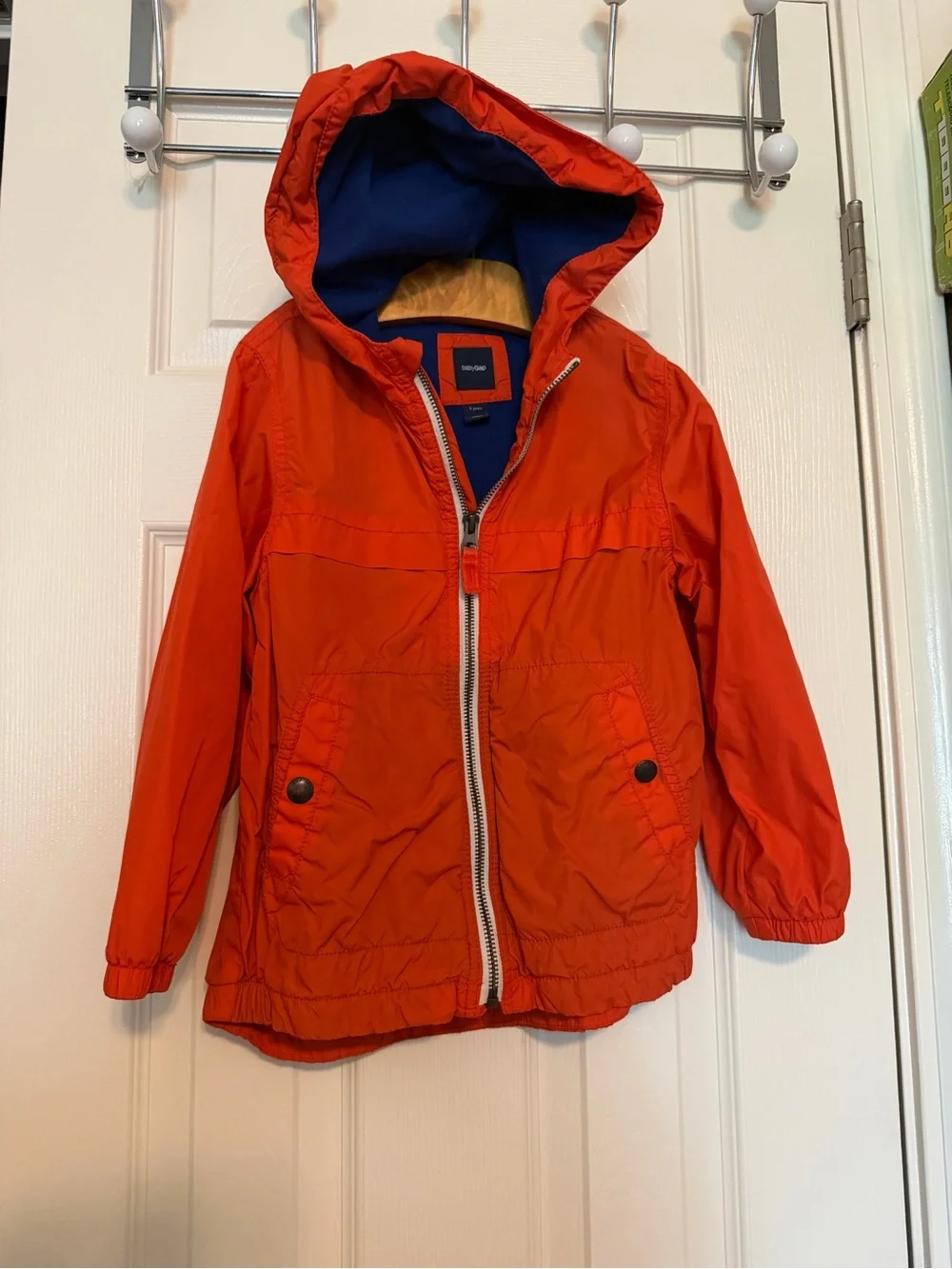 Baby Gap Boys Orange Hooded Windbreaker Jacket Navy Lined Size 5